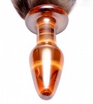 Orange Glass Butt Plug W/fox Tail(out Till 2-15)